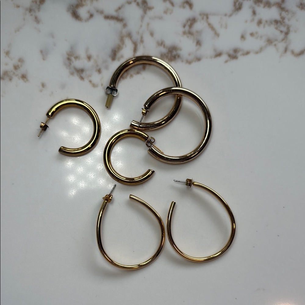 SET tarnish proof Gold Hoop Earrings